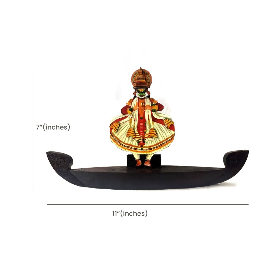 Dancing Kathakali on Boat Souvenir in 2D Wooden Cutout Souvenir for Decor & Gifting thumbnail 2