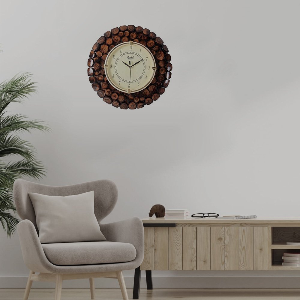 Wooden Wall Clock for Wall Décor & Gifting 12 Inch Brown thumbnail 2
