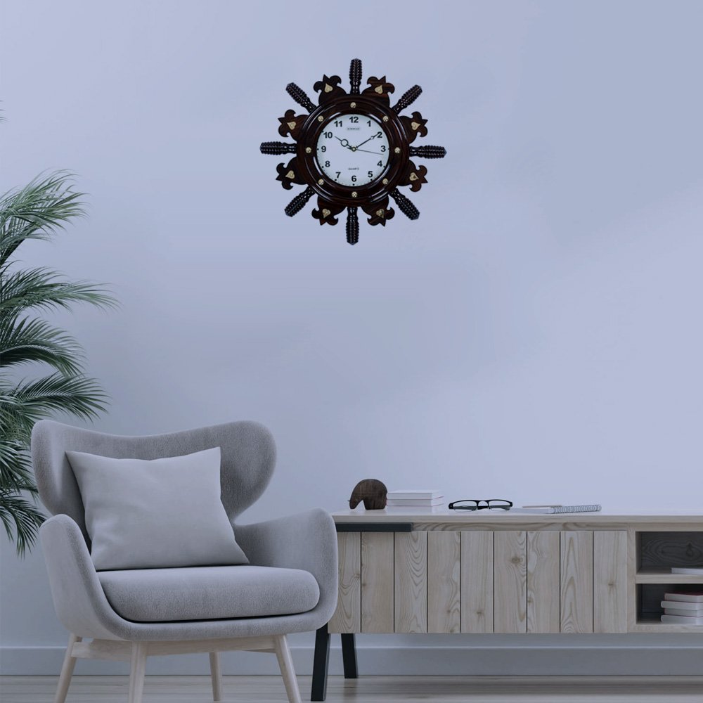 Ship Helm Design Vintage Rosewood Crafted Wall Clock for Home Decor and Gifting thumbnail 2
