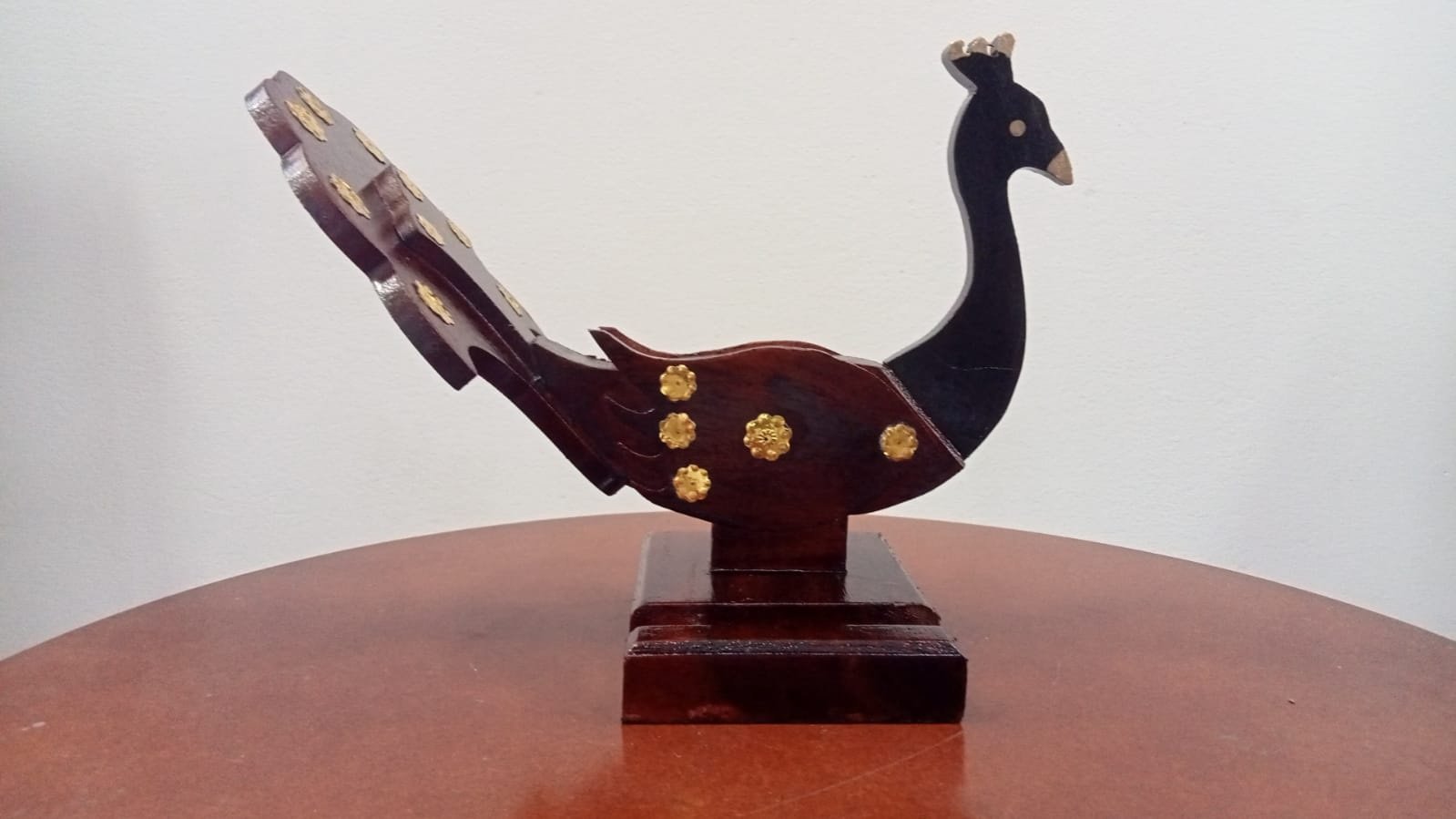 Wooden Peacock Mobile Holder