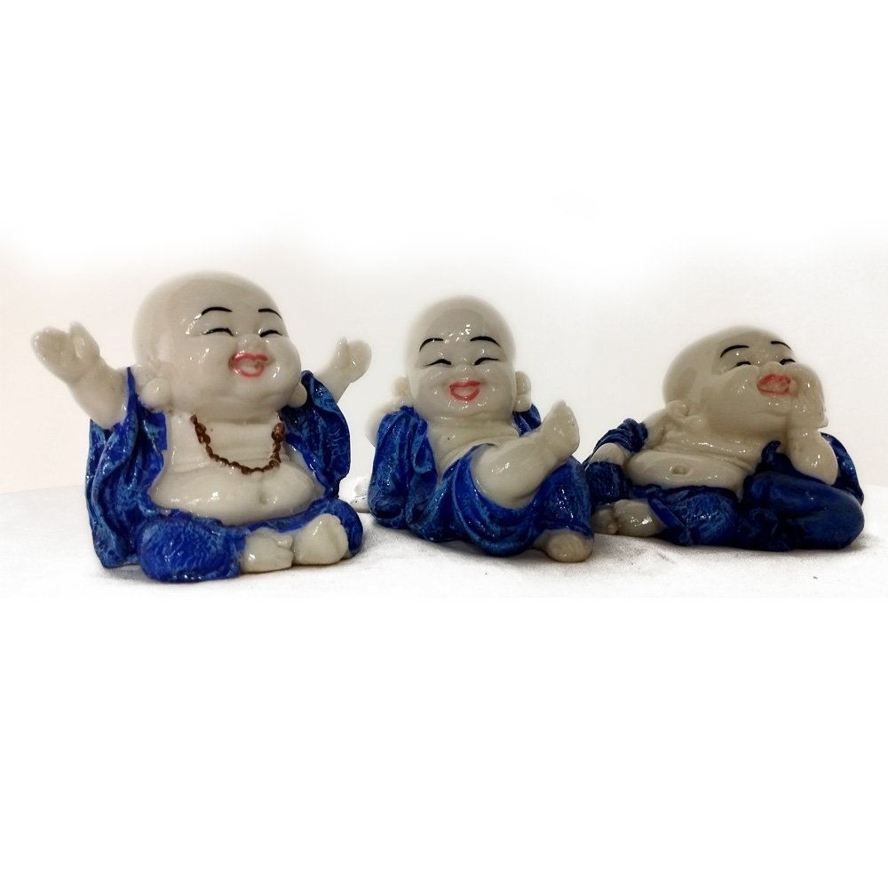 Set of 3 Laughing Buddha Statues – Symbols of Joy, Harmony, and Positive Energy thumbnail 2