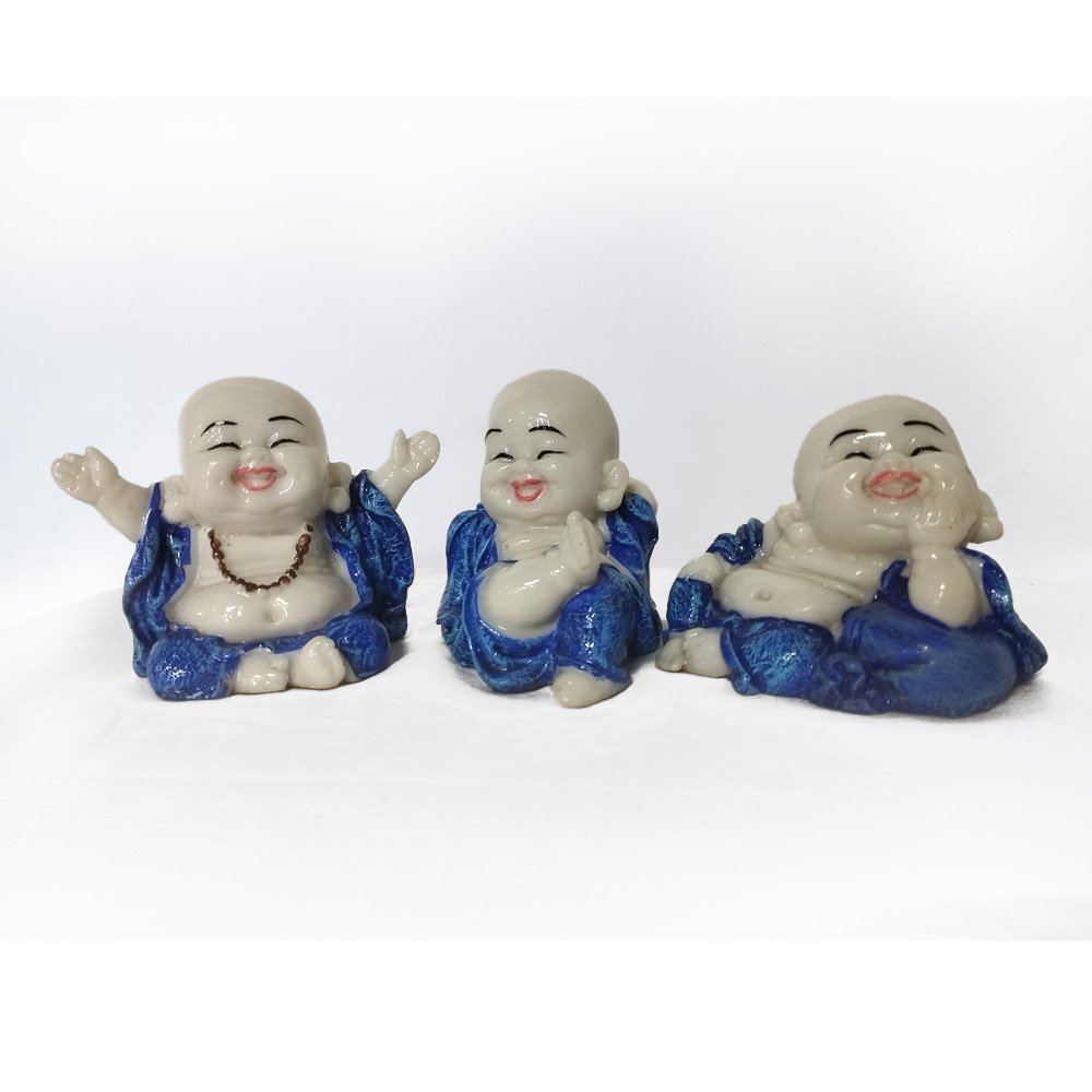 Set of 3 Laughing Buddha Statues – Symbols of Joy, Harmony, and Positive Energy
