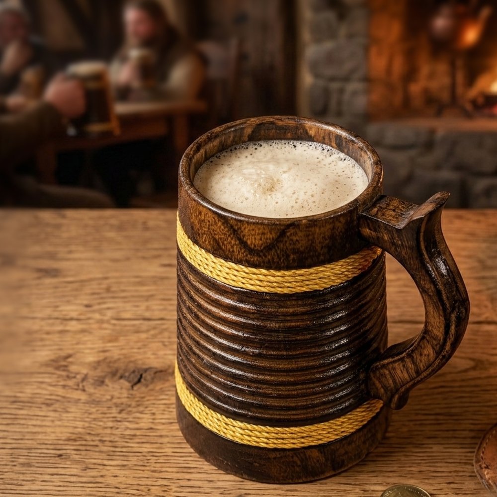 Handmade Wooden Beer Stein & Rustic Drinking Mug thumbnail 2
