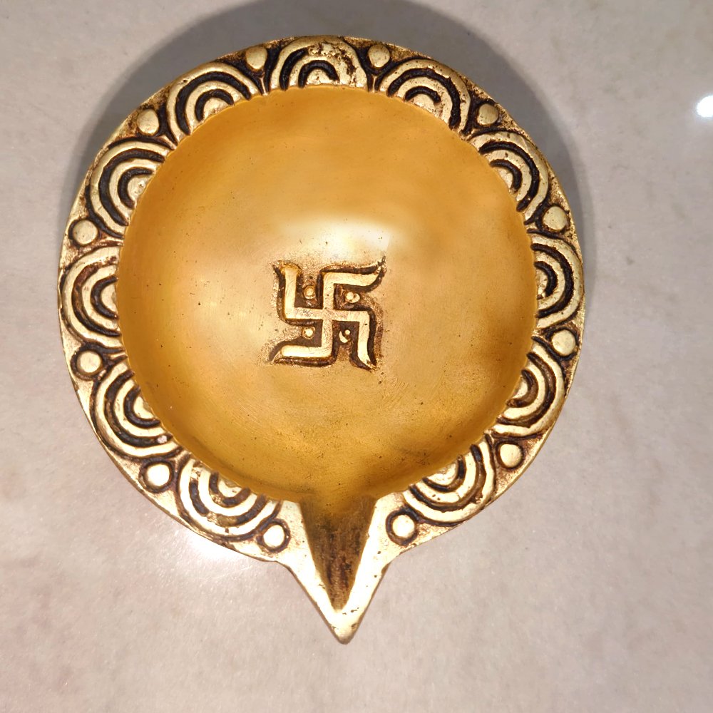 Brass Round Swastik Diya thumbnail 1