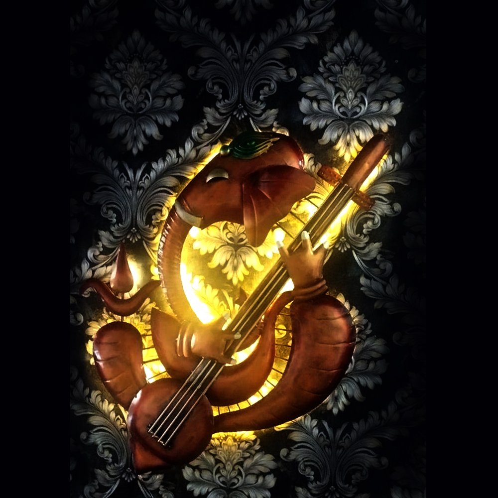 Metal Ganesha Wall Decoration with Backlit LED Light
