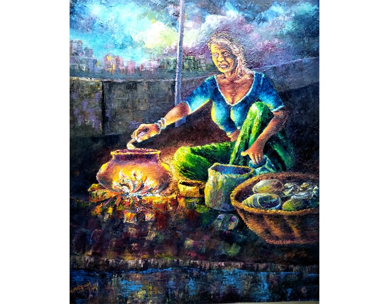 Gypsy Oil on Canvas Painting for Wall Decor
