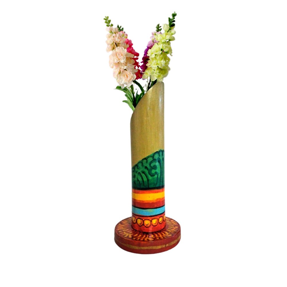 Decorative Hand Painted Bamboo Crafted Flower Vase Stand for Home Office Decor thumbnail 2