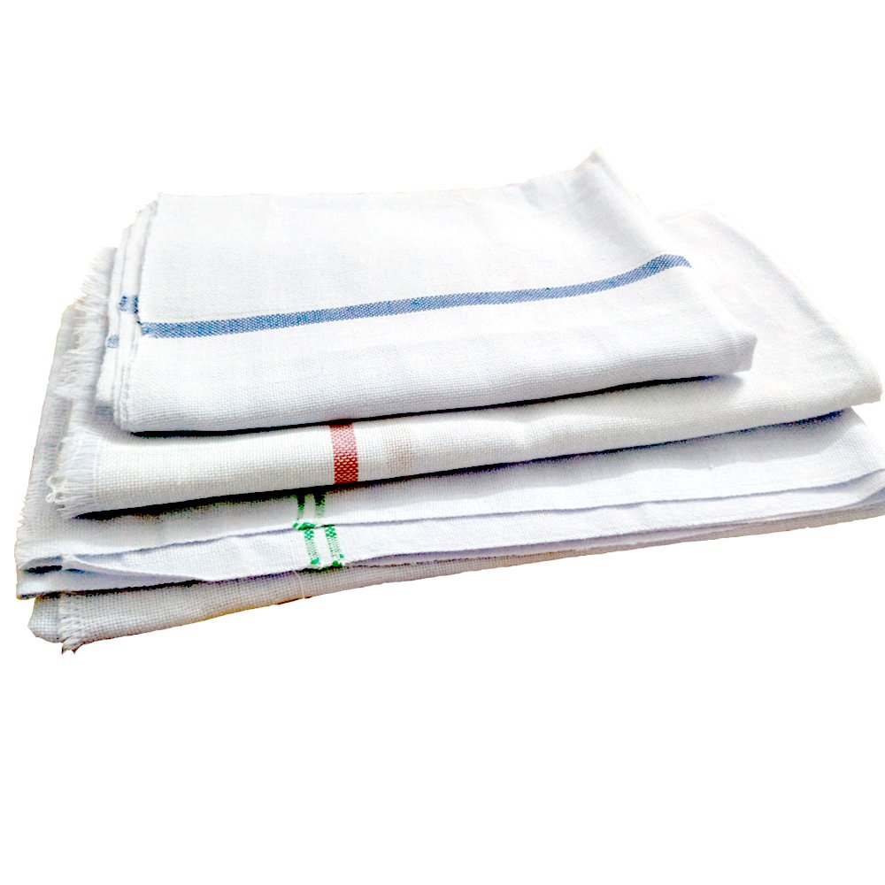 Traditional Plain Soft Cotton Bath Towel Kerala Thorthu for Bath & Multipurpose Use (Set of 3 Pieces, White)