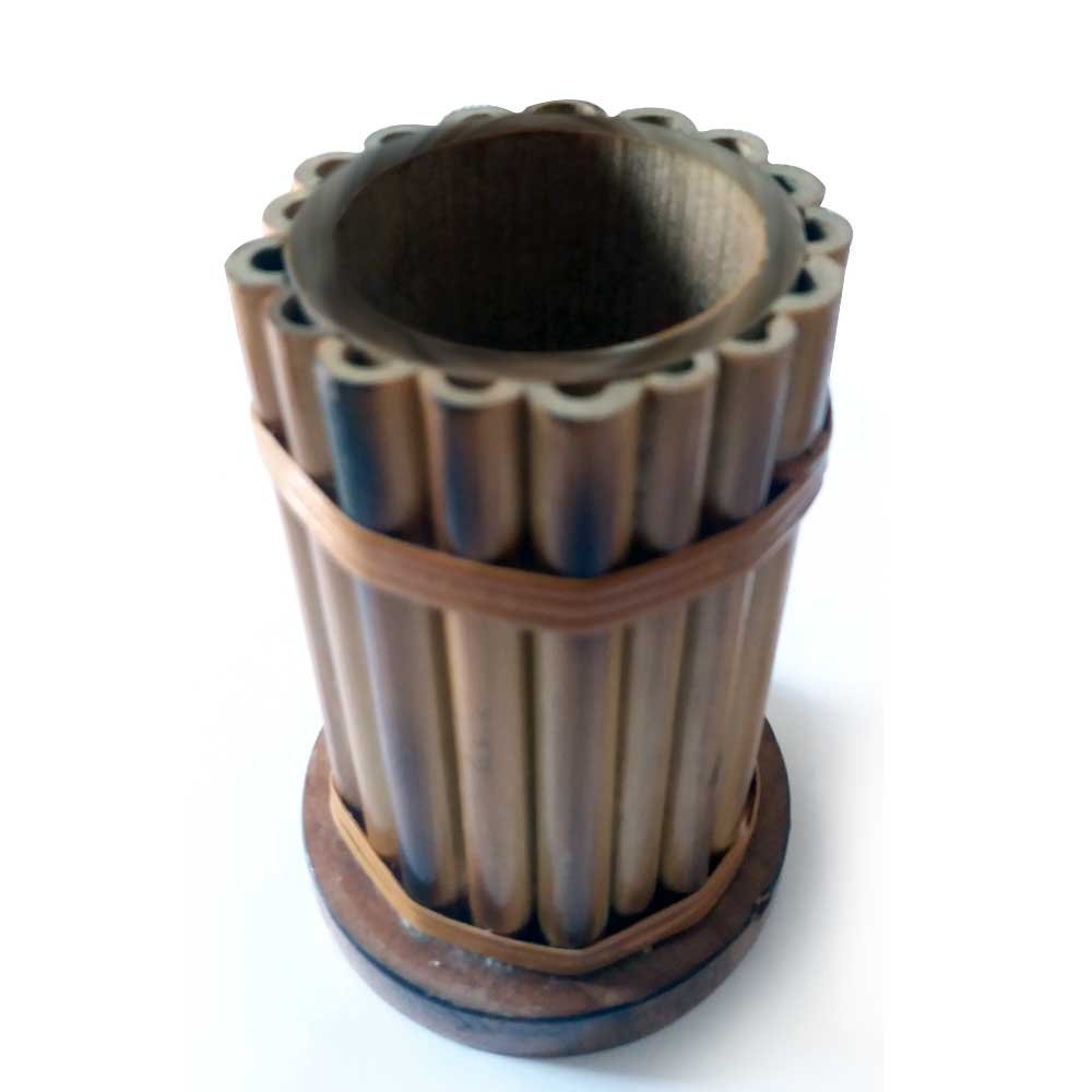 Decorative Handmade Unique Wooden Bamboo and Cane Crafted Reed Pen Pencil Holder Table Desk Organizer for Home Office thumbnail 2