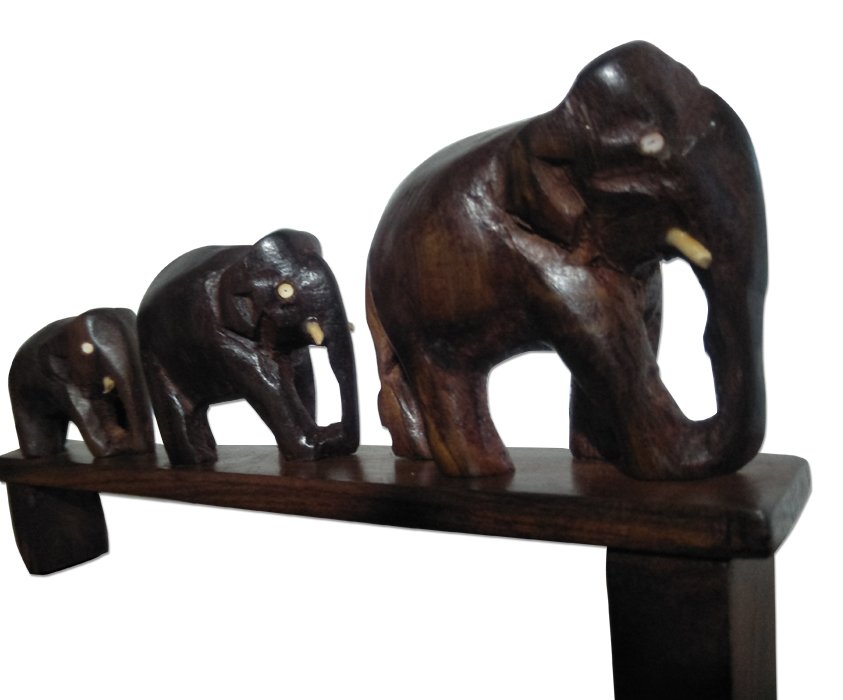 Handcrafted Miniature of 3 Elephant Bridge in Rosewood for Decor and Souvenir for Gifting thumbnail 2