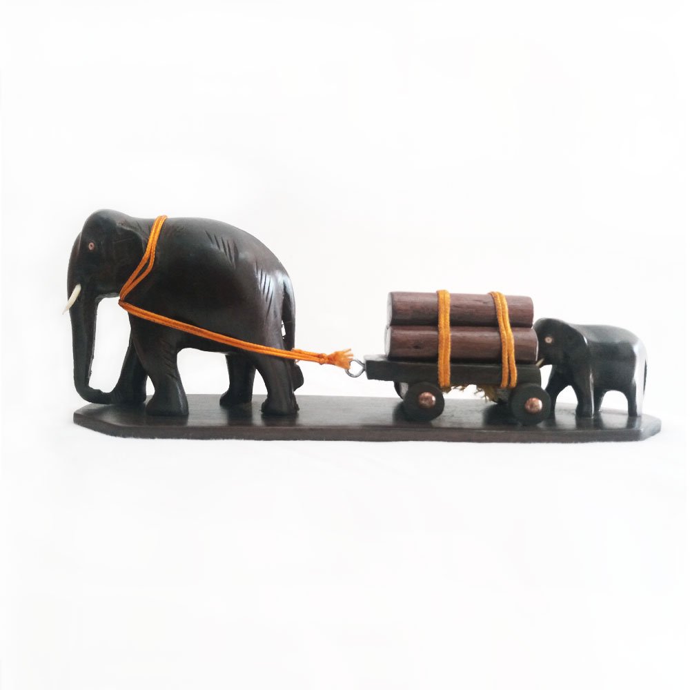 Handcrafted Antique Design Traditional Elephant Cart in Rosewood for Home Decor & Gift Purposes