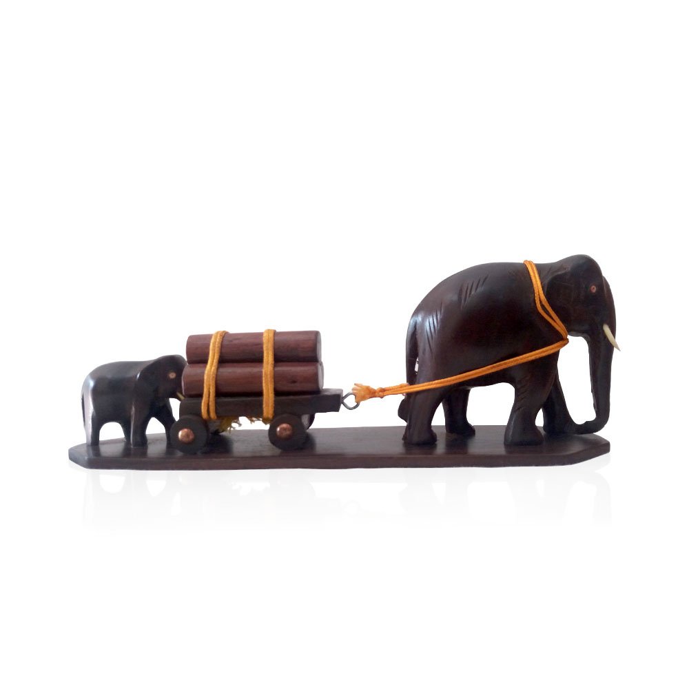 Rosewood crafted Miniature of Traditional Elephant Cart for Deor & Gifting thumbnail 2