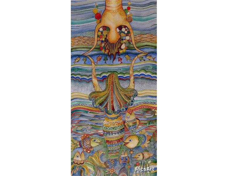 Mermaid in Watercolor Painting for Wall Decor
