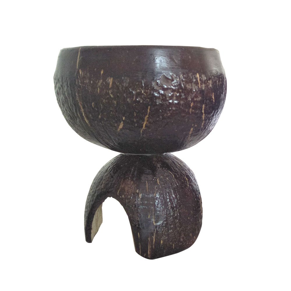 Natural Hand Crafted Coconut Shell Planter Bowl with Stand