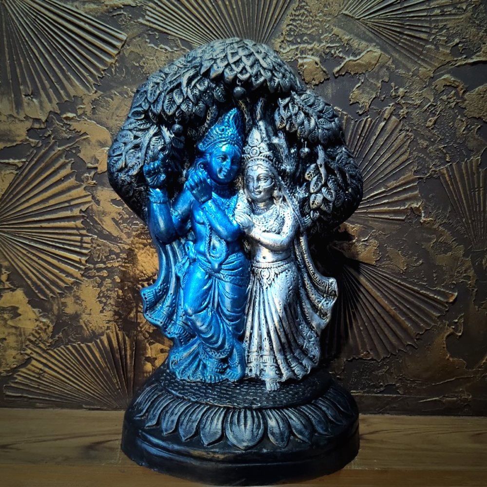 Terracotta Crafted & Decoratively Painted Radha & Krishna the Epitome of Love for Home Decor, Puja and Gifting. thumbnail 2