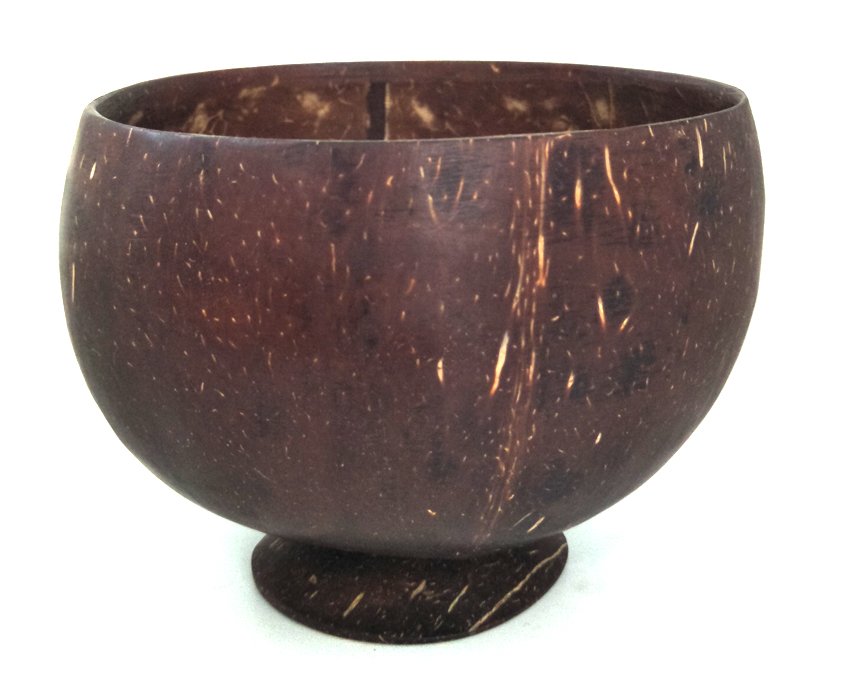 Handcrafted re-usable natural coconut shell bowl large with stand thumbnail 2