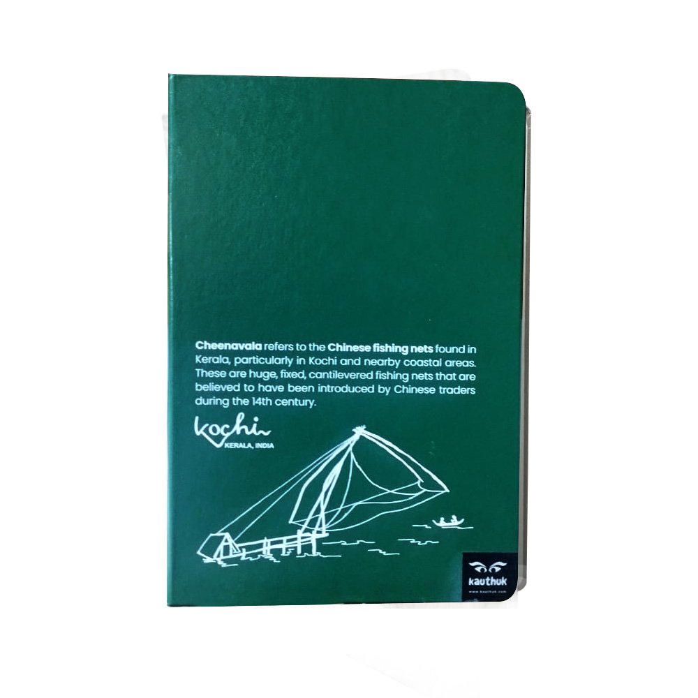 Kochi, Kerala Theme Hardbound Journals A5 size for Souvenir Gifting (Green Cover)