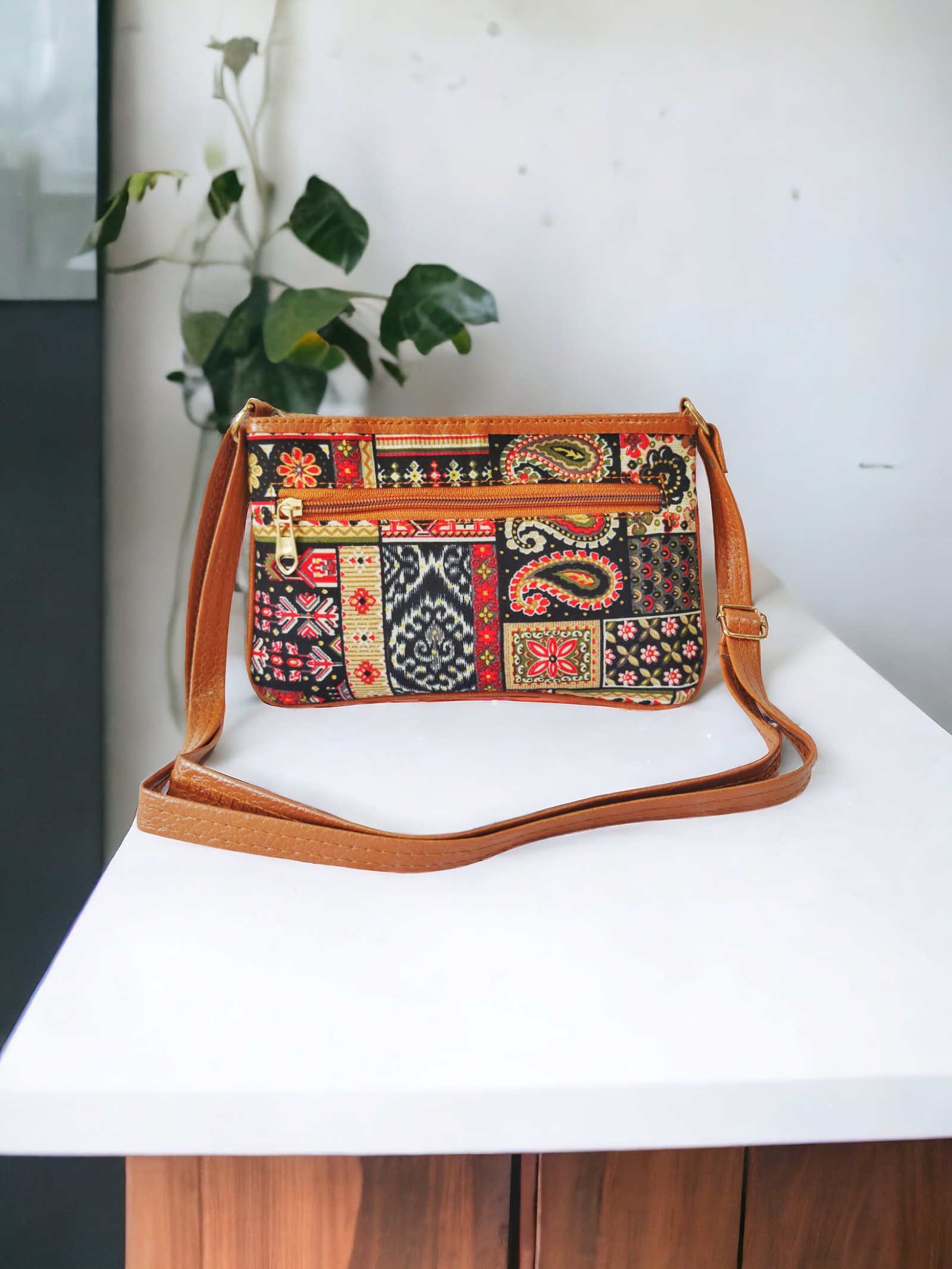 Handmade Multi Colour Printed Crossbody Sling Bag thumbnail 5