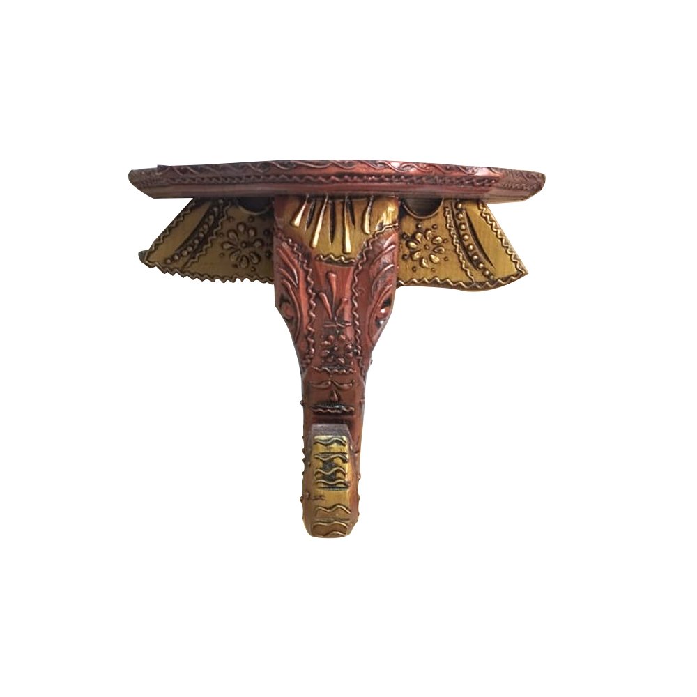 Handcrafted Wooden Wall Stand in Elephant Head Design with Decorative Painting thumbnail 2