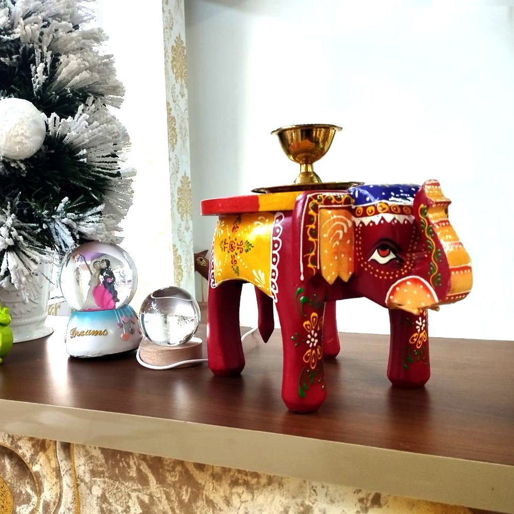 Hand-Painted Wooden Elephant Stool – A Touch of India’s Heritage thumbnail 2