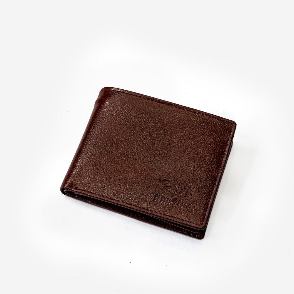 Classic Brown Textured Genuine Leather Wallet for Men - Stylish Design with Ample Card Storage, ID & Photo Pocket, Durable Finish