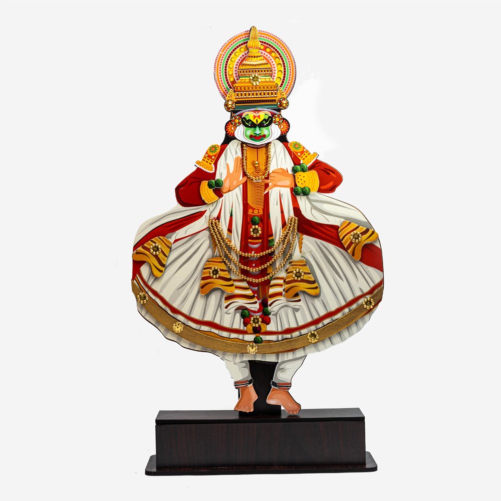Dancing Kathakali Wooden Plaque Souvenir for Decor and Gifting thumbnail 5