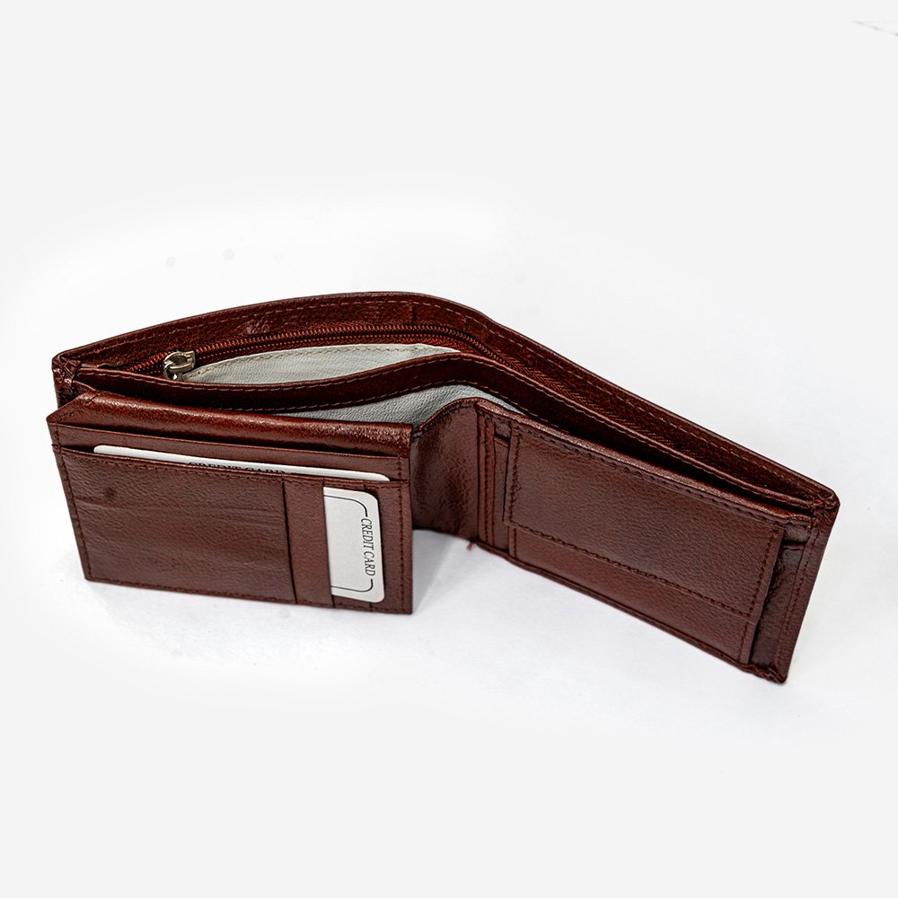 Classic Brown Textured Genuine Leather Wallet for Men - Stylish Design with Ample Card Storage, ID & Photo Pocket, Durable Finish thumbnail 2