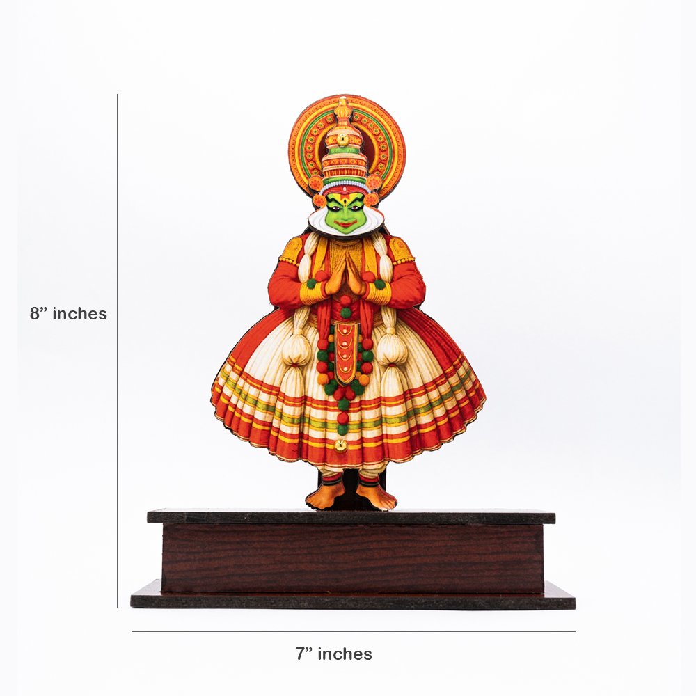 Kathakali Full Posture Wooden Plaque for Gifting & Decor thumbnail 2