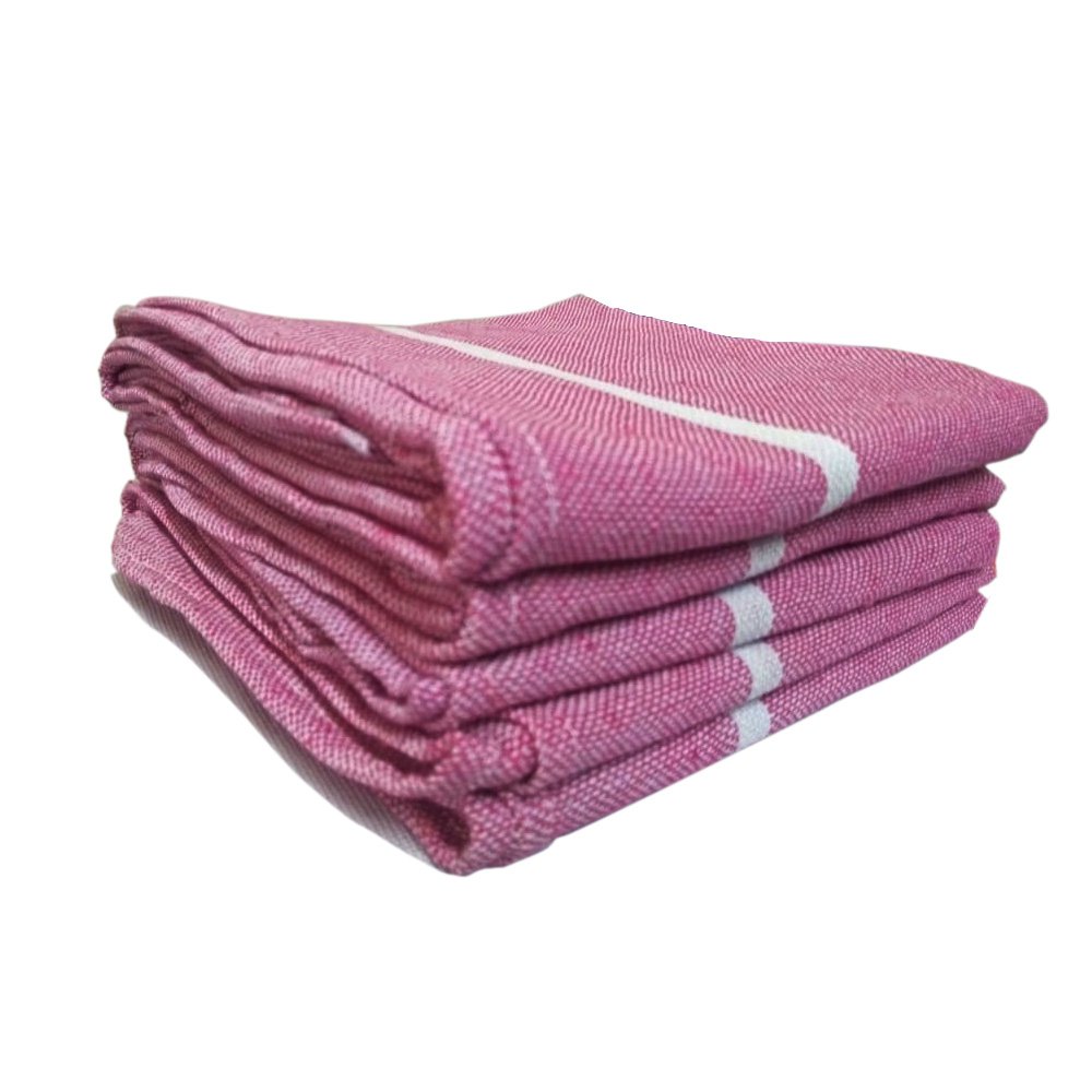 Light Edge Stitched Cotton Bath Towel Thorthu For Bathroom & Multipurpose Use (Rose, Set of 3)