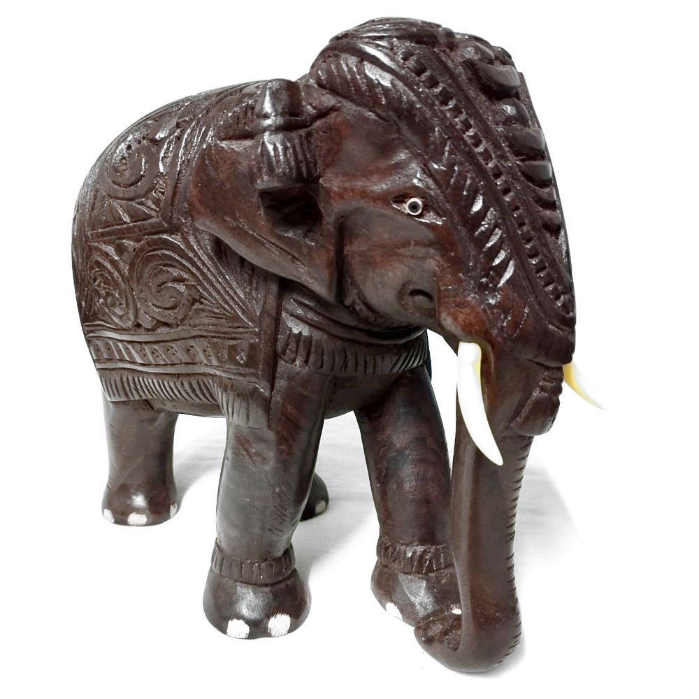 Rosewood Crafted Carved Caparison Indian Elephant Miniature for Home Decor & Gifting thumbnail 2