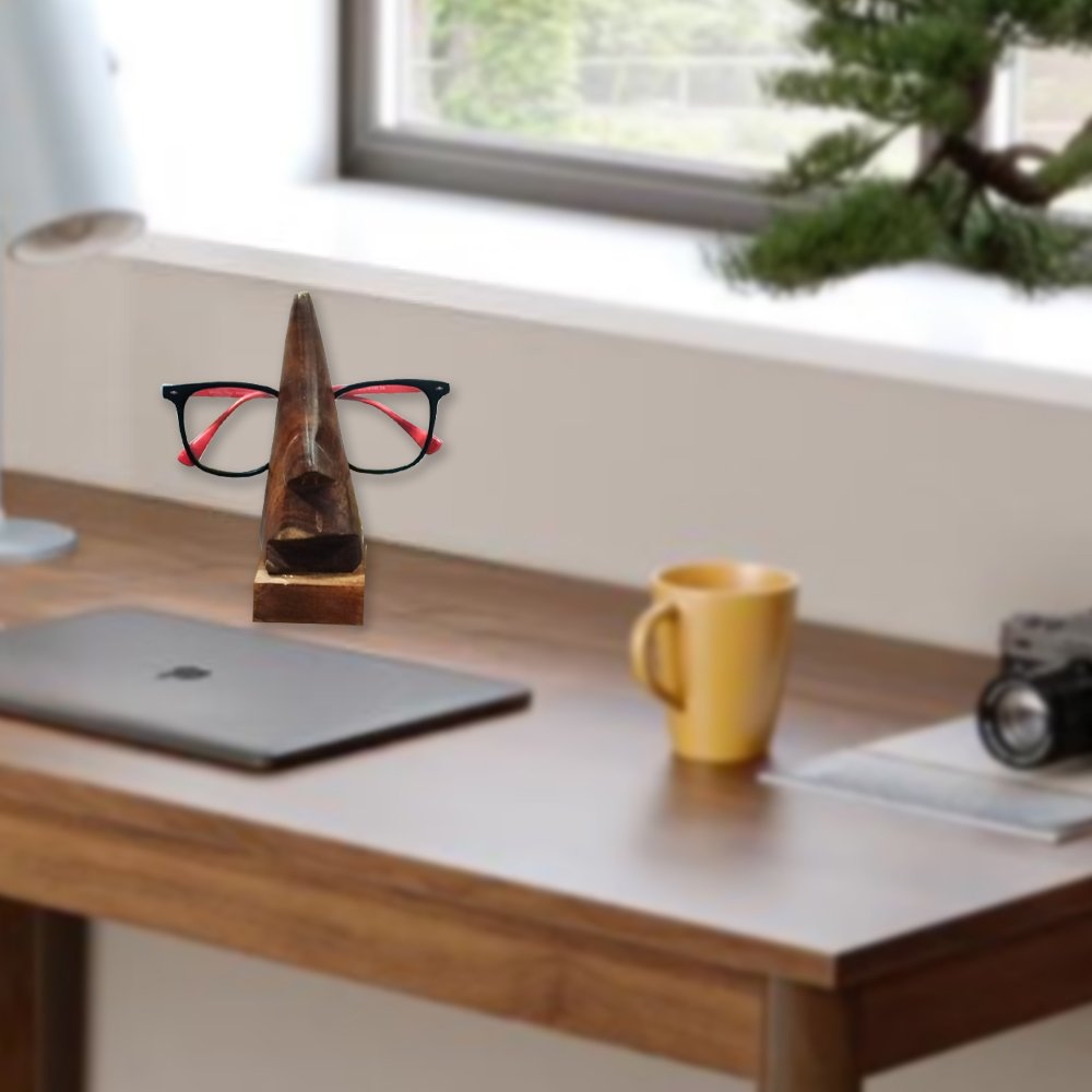 Handcrafted Wooden Nose-Shaped Spectacle Holder – A Quirky Desk Organizer thumbnail 2