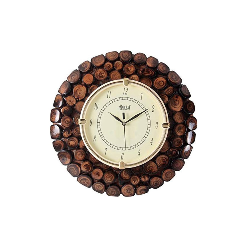 Wooden Wall Clock for Wall Décor & Gifting 12 Inch Brown